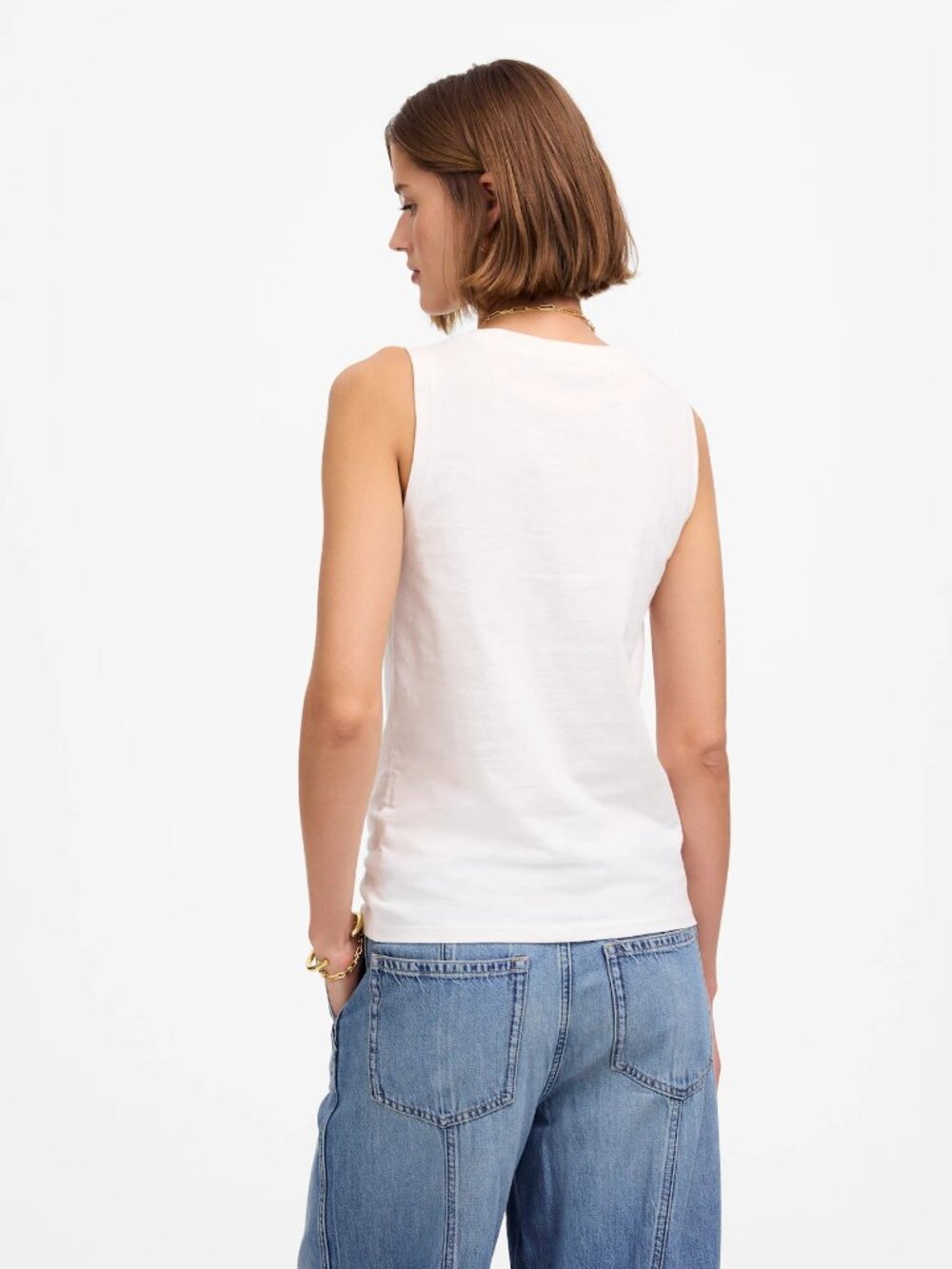 Madewell Slub Relaxed V-Neck Tank in White - Picture 2 of 4